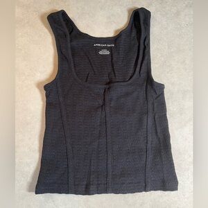 American Eagle Outfitters Dark Ribbed Cropped Tank Top. Medium